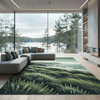 Mist Wrapped Sage Green Coastal Landscape Rug