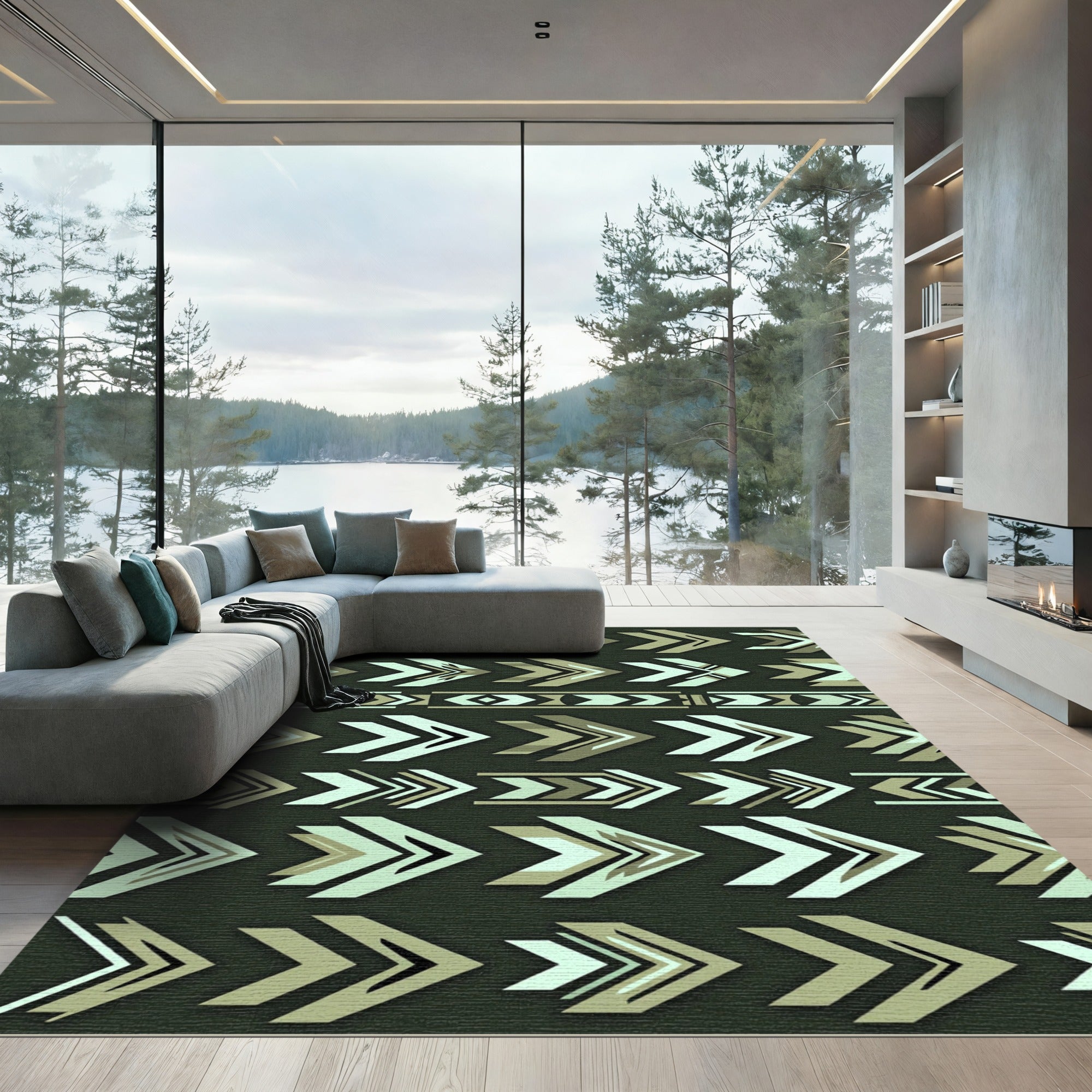 Geometric Arrow Array Khaki Rug