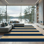 Bold Navy and Sand Striped Area Rug