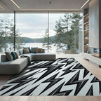 Sharp Black Lightning Bolt Graphic Rug