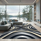 Metallic Silver Abstract Geometric Tunnel Rug