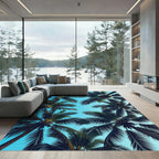 Tropical Palm Frond Sky View Rug