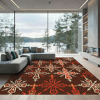Crimson Ornamental Cross Geometric Tapestry Rug