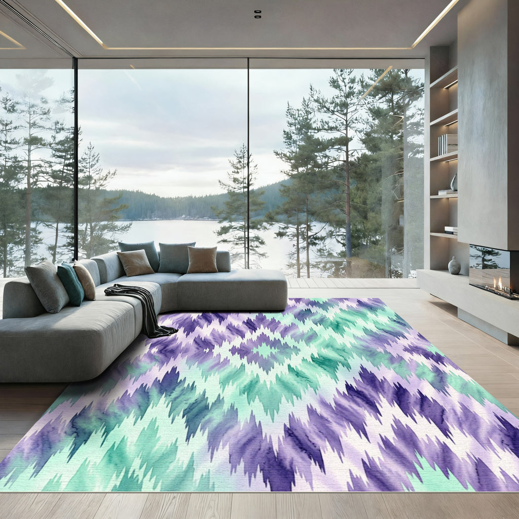 Amethyst Teal Zigzag Gradient Rug