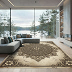 Vintage Beige Ornamental Floral Medallion Rug