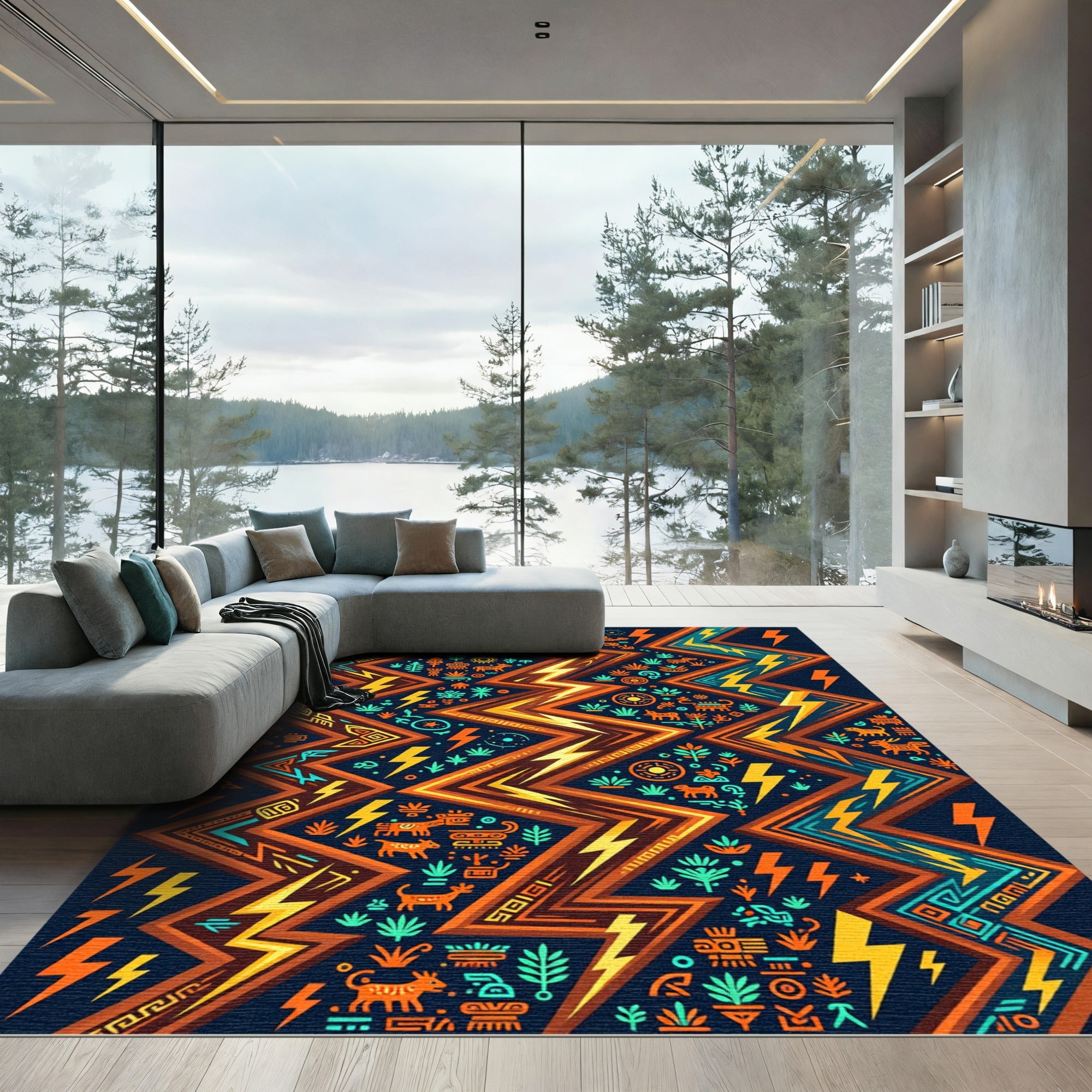 Tribal Sun Lightning Zigzag Rug