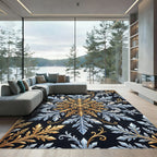 Golden Ice Snowflake Luxury Royal Medallion Rug