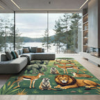 Illustrative African Savanna Wildlife Landscape Rug