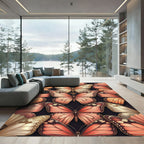 Coral Peach Butterfly Garden Rug