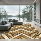 Woven Tones Herringbone Wood Grain Rug
