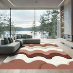 Modern Earthy Tone Layered Wave Rug