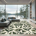 Sage Green Botanical Wildflower Meadow Rug