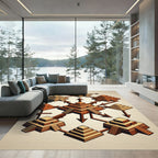 Isometric Terracotta Aztec Step Pyramid Rug