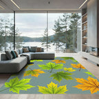 Autumn Maple Leaves Green Yellow Rug
