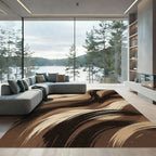 Earthy Swirl Abstract Brushstroke Rug