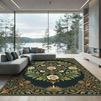 Elegant Cream Rose Floral Medallion Rug