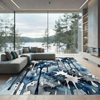Deep Blue Watercolor Drops Splash Rug