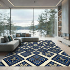 Indigo Geometric Diamond Artisan Tile Rug