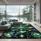 Luminous Neon Astrology Celestial Planet Map Rug