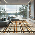 Earthy Tone Plaid Squares Rug