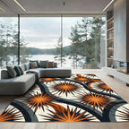Midcentury Orange Starry Slate Swirl Rug