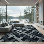 Monochromatic Interlocking Geometric Bars Rug