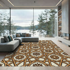Geometric Gold Interlocking Star Hexagon Rug