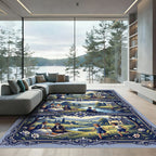 Pastoral Serenity Blue Landscape Scenes Rug
