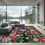 Pink Floral Garden Archway Rug