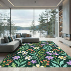 Emerald Green Floral Garden Medallion Rug