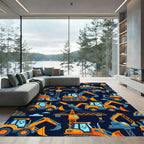 Cute Yellow Construction Truck Night Sky Rug
