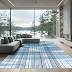 Blue Sky Grid Lines Layered Rug