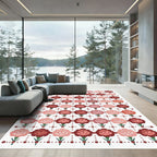Red Pink Carnation Garden Arrangement Rug