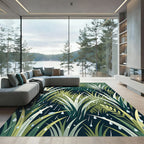 Rainy Forest Grass Botanical Foliage Rug