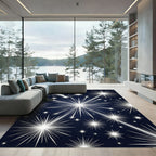 Radiant Silver Starry Night Celestial Rug