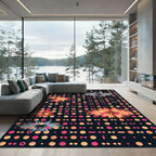 Pink Orange Exploding Circles Geometric Rug