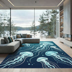 Deep Blue Jellyfish Dance Undersea Rug