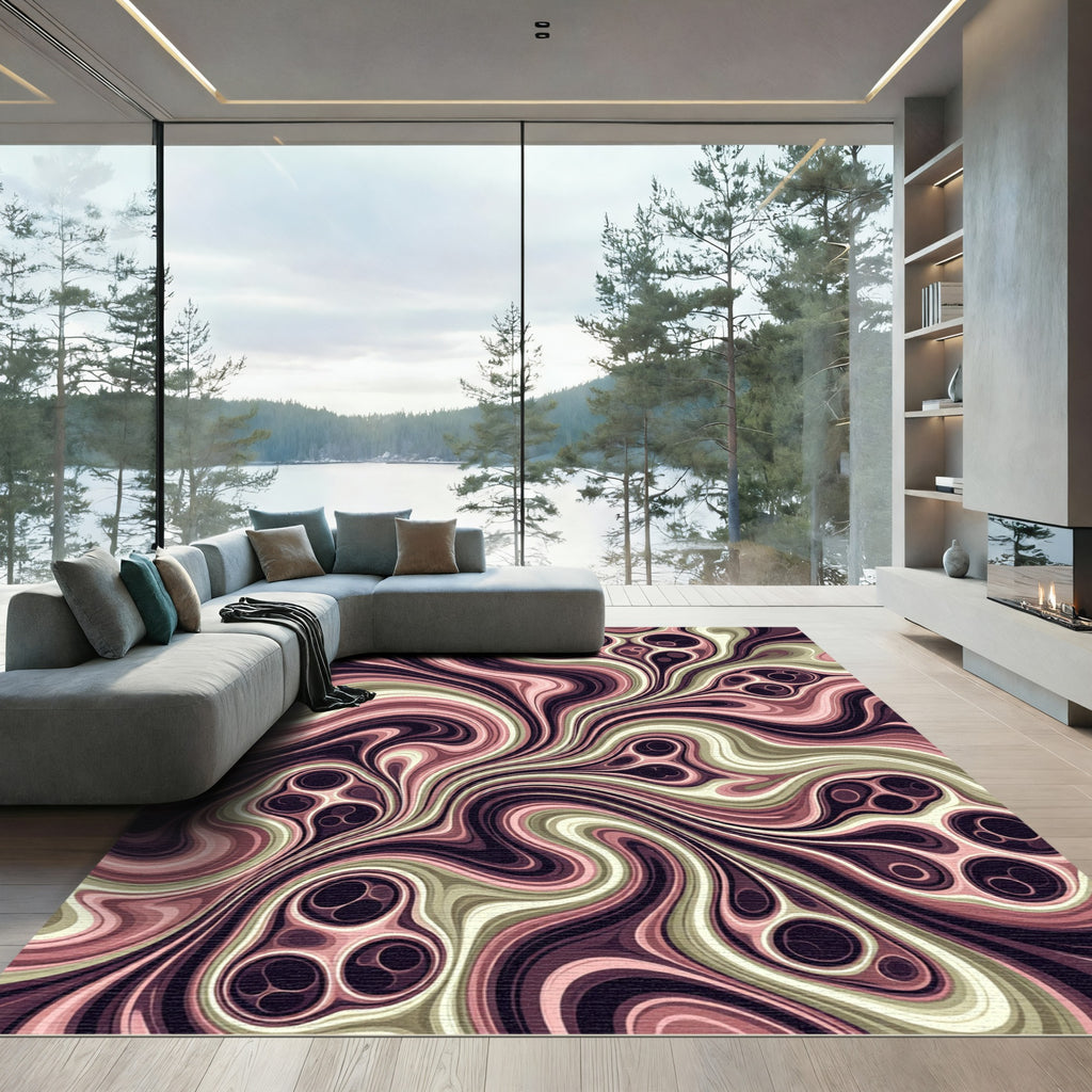 Pink Swirl Organic Cells Rug