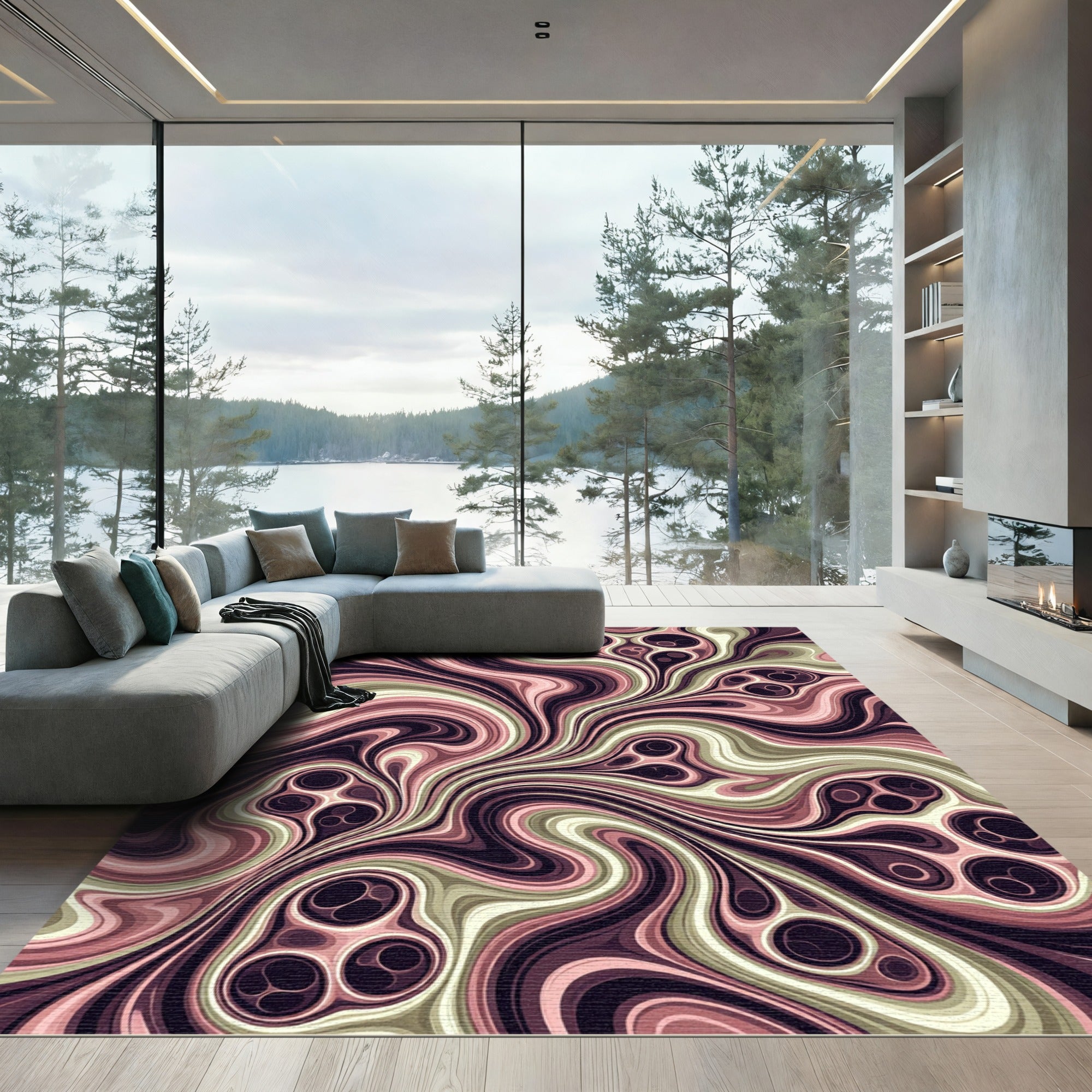Pink Swirl Organic Cells Rug