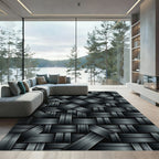 Overlapping Matte Black Weave Rug