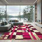 Grungy Magenta Plaid Squares Rug