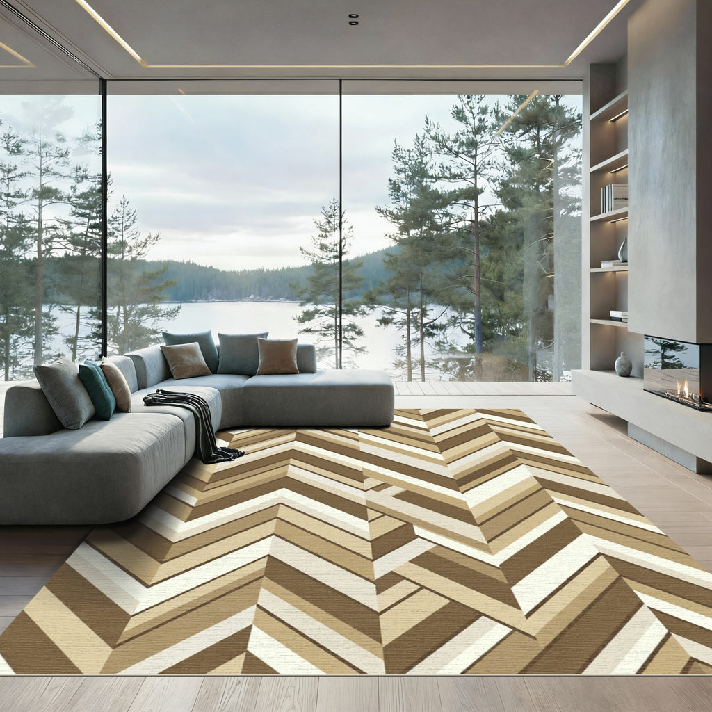 Chunky Chevron Earthy Tone Stripes Rug