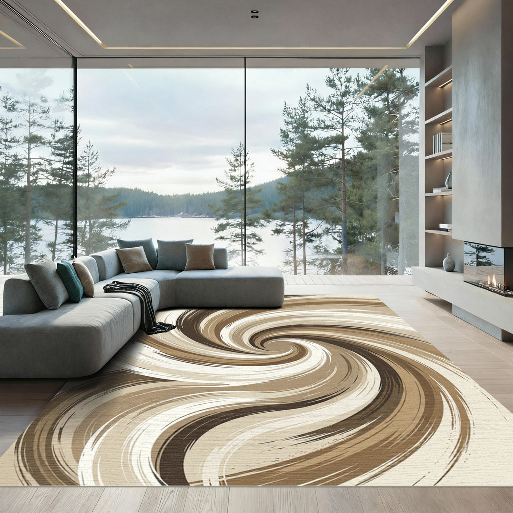Rich Umber Flowing Strokes Rug