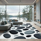 Modern Charcoal Gray Pebble Stone Art Rug