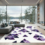 Modern Purple Geometric Triangle Composition Rug