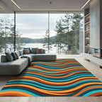 Retro Mid Century Wavy Striped Art Rug