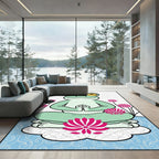 Meditating Frog Lotus Garden Rug