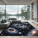 Celestial Spiral Galaxy Pearl Constellation Rug