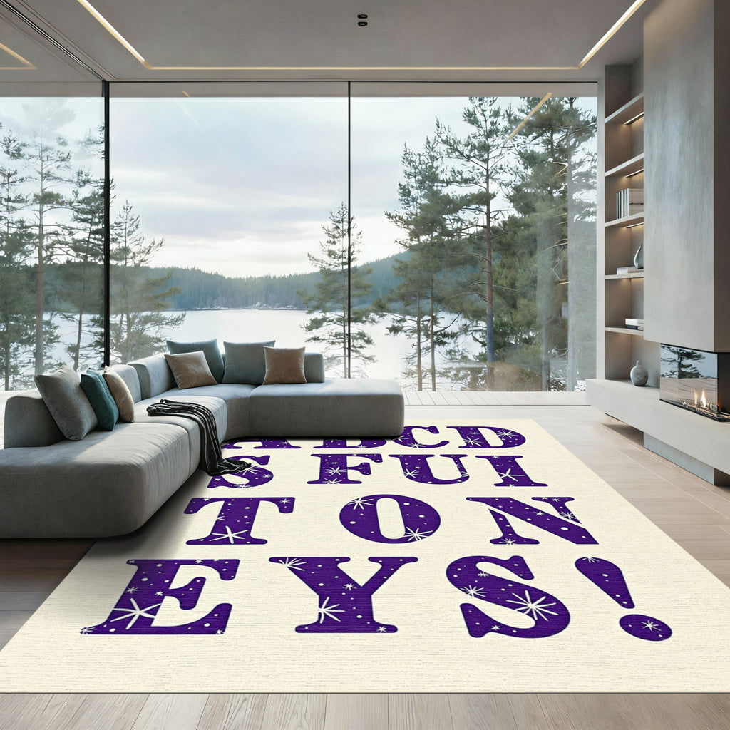 Electric Purple Starburst Alphabet Rug