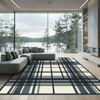 Classic Navy Cream Plaid Window Rug